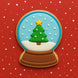 Decorative cookie shaped like a snow globe with a Christmas tree on a red background from a 3.5 inch Snow Globe Metal Cookie Cutter