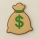 Beige money bag with a green dollar sign on a beige background from a 3.5 inch Santa Potato Money Sack Metal Cookie Cutter