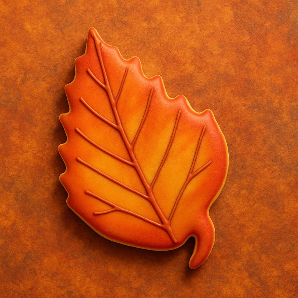 Aspen leaf on an orange background from a 3.25 inch Aspen Leaf Metal Cookie Cutter