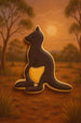 Kangaroo-shaped cookie with a sunset and trees in the background from a 4 inch Kangaroo Metal Cookie Cutter