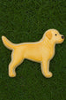 4.5 inch Labrador Retriever Metal Cookie Cutter shaped cookie on green grass.