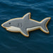 4 inch Shark Metal Cookie Cutter shaped cookie decorated with gray and white icing on a blue ocean background.