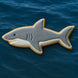 4 inch Shark Metal Cookie Cutter shaped cookie decorated with gray and white icing on a blue ocean background.