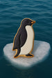 Penguin cookie on a small ice floe with ocean background from a 3.25 inch Penguin Metal Cookie Cutter
