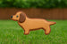 5 inch Primitive Dachshund Metal Cookie Cutter featured in a cute dog-shaped cookie on grass.