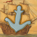 4.5 inch Anchor Metal Cookie Cutter shaped like an anchor on a vintage ship background.