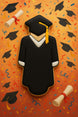 4.75 inch Graduation Graduate Metal Cookie Cutter shaped cookie featuring a graduate in a black gown and cap.