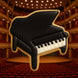 Cookie shaped like a grand piano in an auditorium setting from a 3.5 inch Baby Grand Piano Metal Cookie Cutter