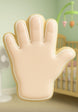 Hand-shaped cookie in a nursery setting with a crib and mobile in the background from a 3.25 inch Left Hand Metal Cookie Cutter