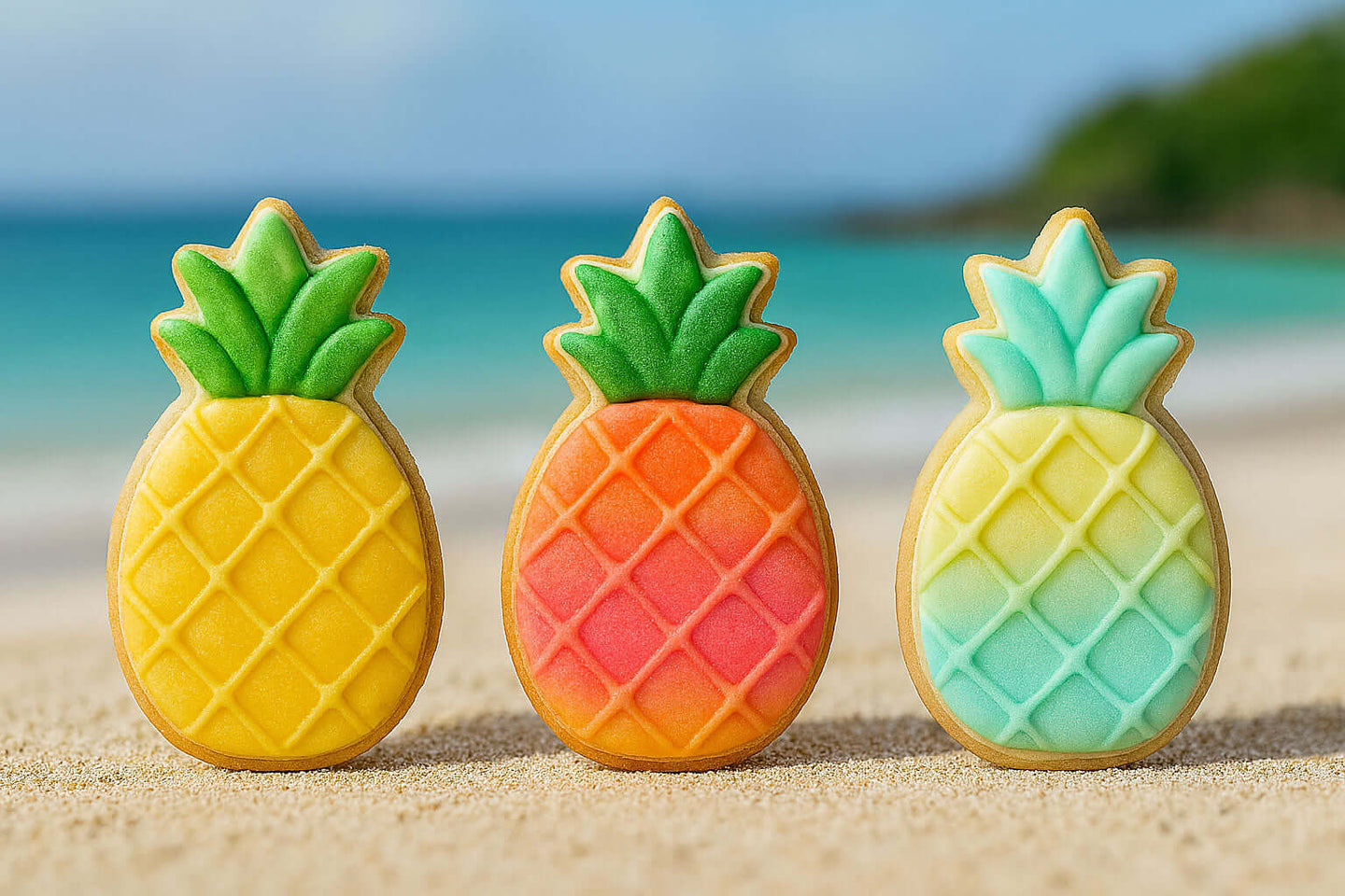 3 inch Pineapple Metal Cookie Cutter makes 3 different pineapple cookies