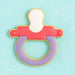 Cookie-shaped pacifier on a light blue background with heart and elephant designs from a 3 inch Baby Pacifier Metal Cookie Cutter