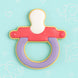 Cookie-shaped pacifier on a light blue background with heart and elephant designs from a 3 inch Baby Pacifier Metal Cookie Cutter