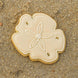 Decorative sand dollar cookie on a sandy surface from a 3.25 inch Sand Dollar Hibiscus Metal Cookie Cutter