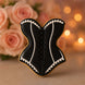 Decorative cookie shaped like a corset with pink roses in the background from a 4 inch Corset or Bathing Suit Metal Cookie Cutter