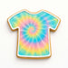 Cookie shaped like a t-shirt with tie-dye design on a white background from a 2 inch Mini T-Shirt Metal Cookie Cutter from a 4 inch T Shirt Metal Cookie Cutter