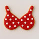 Red polka dot cookie shaped like a bikini top on a white background from a4 inch Bikini Top Bra Metal Cookie Cutter