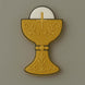 A cookie made with a 4 inch Communion Chalice Metal Cookie Cutter