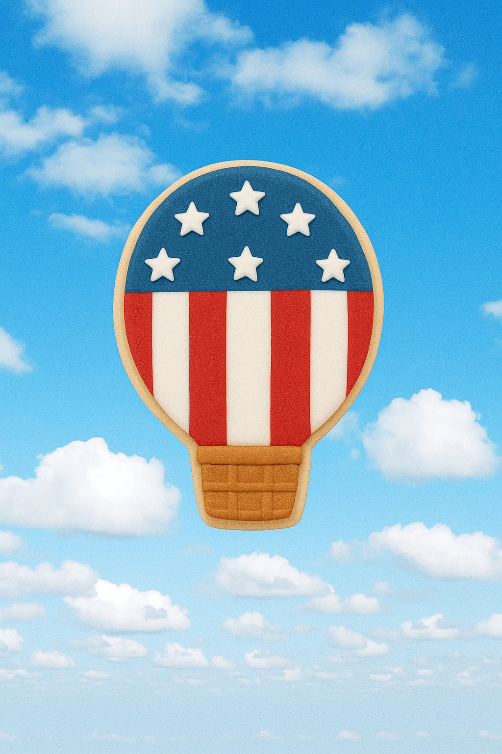 Cookie from a 5 inch Hot Air Balloon Metal Cookie Cutter