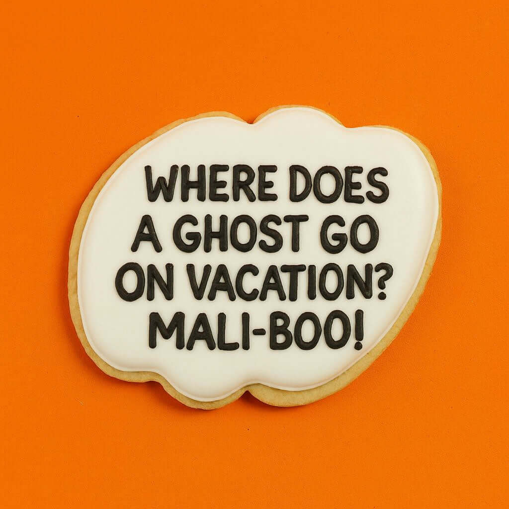 Plaque cookie with a joke from a 4.5 inch Plaque Metal Cookie Cutter