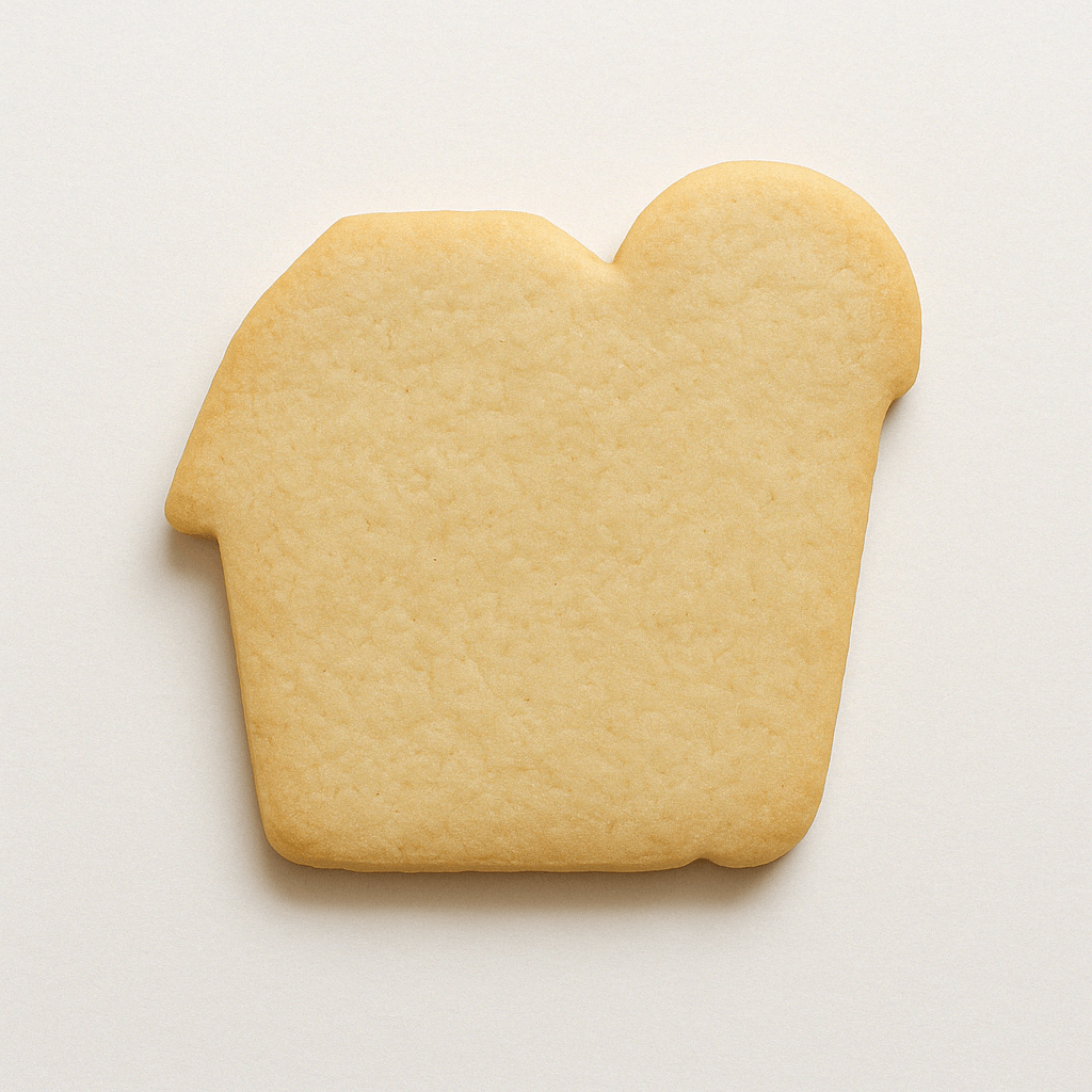 Cookie shaped like a barn on a white background from a 4 inch Barn Metal Cookie Cutter