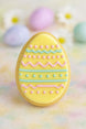Decorative Easter egg cookie with pastel colors on a soft focus background from a 1.75 inch Mini Easter Egg Metal Cookie Cutter