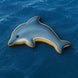 Dolphin-shaped cookie on a blue ocean background from a 2 inch Mini Dolphin Metal Cookie Cutter