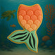 Decorative mermaid tail cookie with an underwater scene background from a 2 inch Mini Mermaid Tail Metal Cookie Cutter