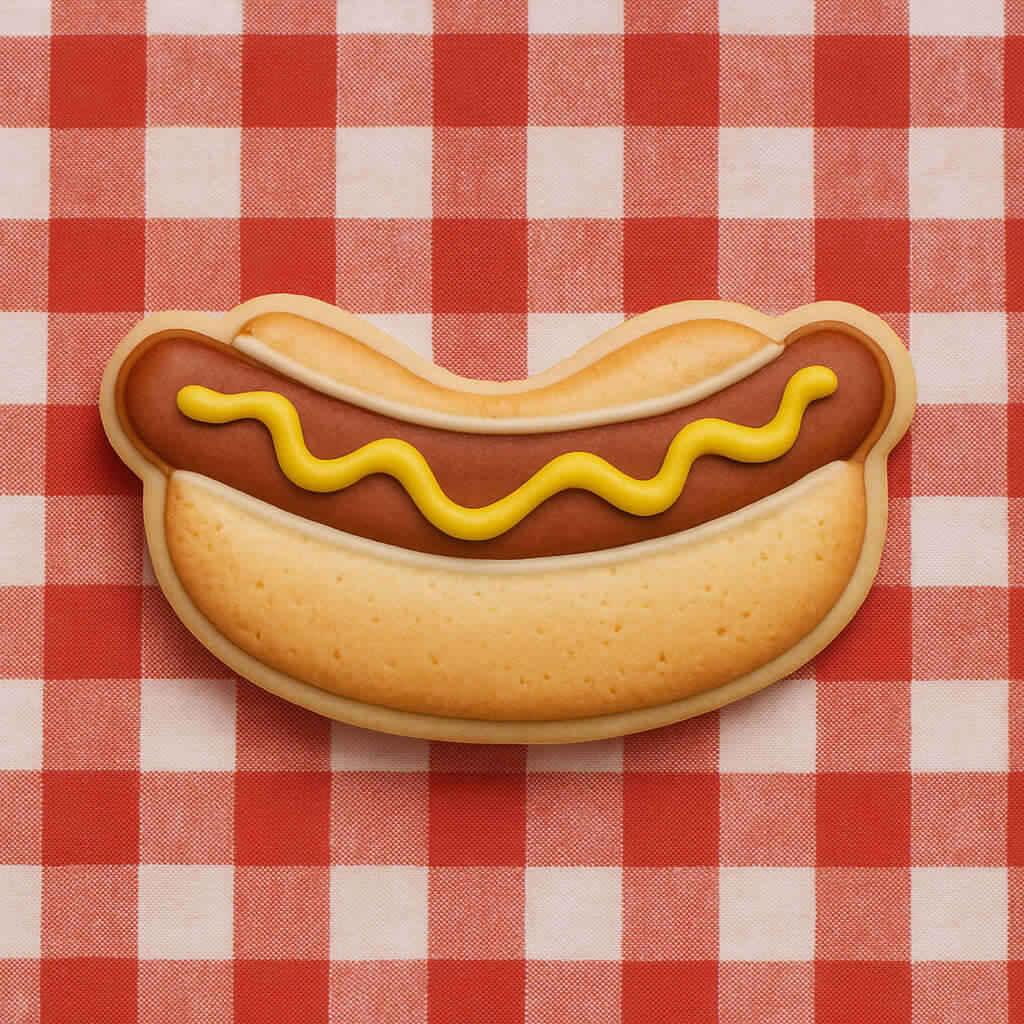cookie from a 2 inch Mini Hot Dog Metal Cookie Cutter