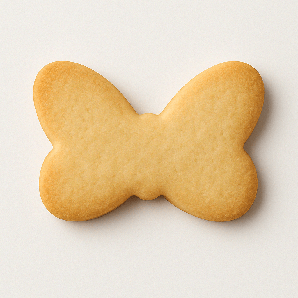 Butterfly-shaped cookie on a white background for a 4 inch Hair Bow Metal Cookie Cutter