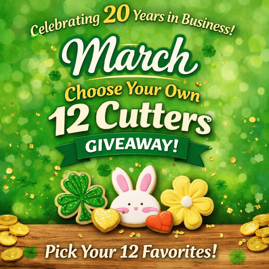 Celebrating 20 Years of Craftsmanship & Tradition with a March giveaway for 12 cookie cutters.