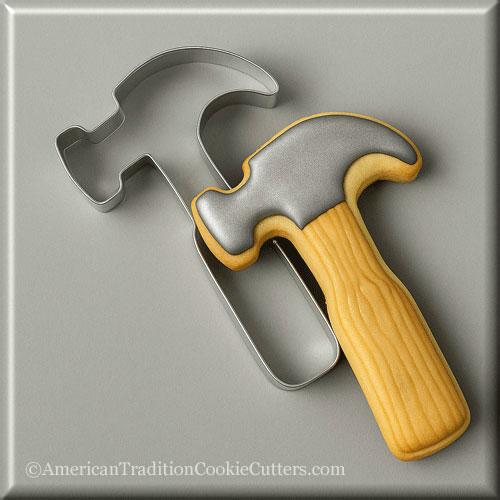 For the Gentlemen Metal Cookie Cutters in a hammer shape with a wooden handle cookie.