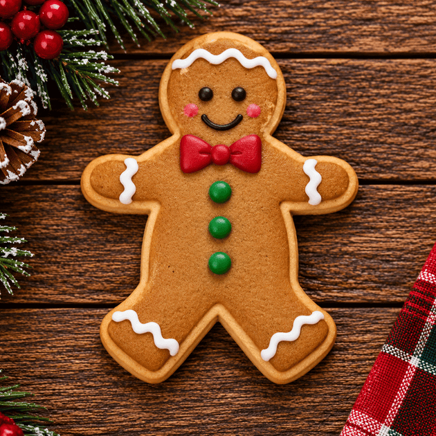 Gingerbread man decorated cookie from 5 inch Gingerbread Boy Metal Cookie Cutter