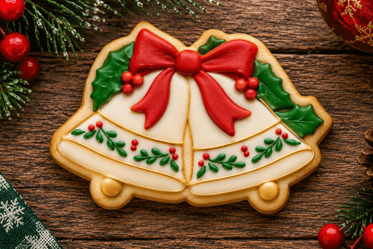 Decorated cookie from a 3.75 inch Double Bells Metal Cookie Cutter