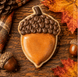Acorn decorated cookie from a 2.75 inch Acorn Metal Cookie Cutter