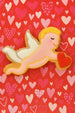 Valentine's Day cookie with angel design on a heart-patterned background from  4 inch Cupid Metal Cookie Cutter