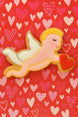 Valentine's Day cookie with angel design on a heart-patterned background from  4 inch Cupid Metal Cookie Cutter