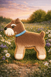Dog-shaped cookie in a field of flowers with a sunset background from a 4.75 inch Schnauzer Metal Cookie Cutter