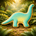 Dinosaur-shaped cookie in a forest setting from a 6 inch Brontosaurus Metal Cookie Cutter