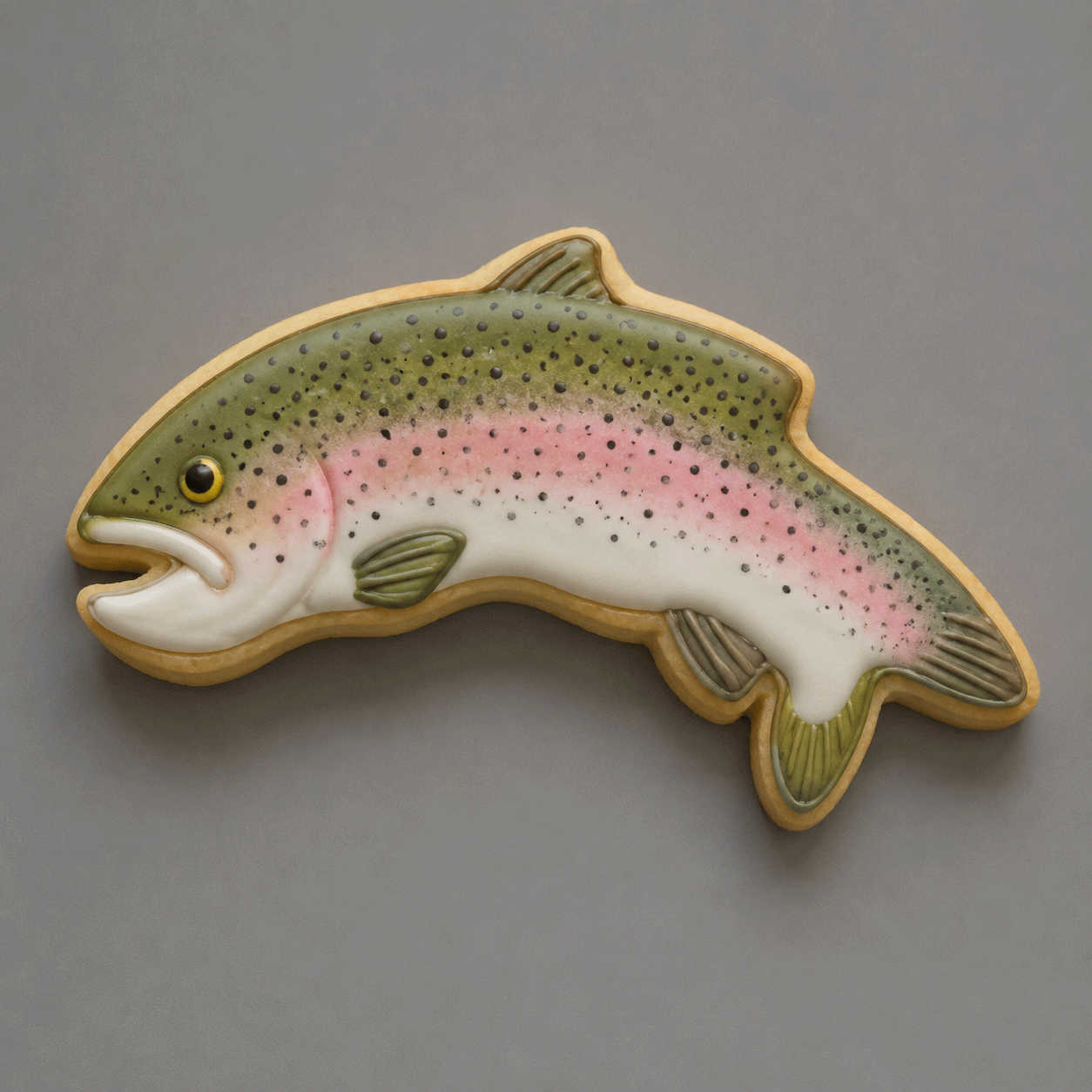 Salmon decorated cookie from a 5 inch Salmon Fish Metal Cookie Cutter