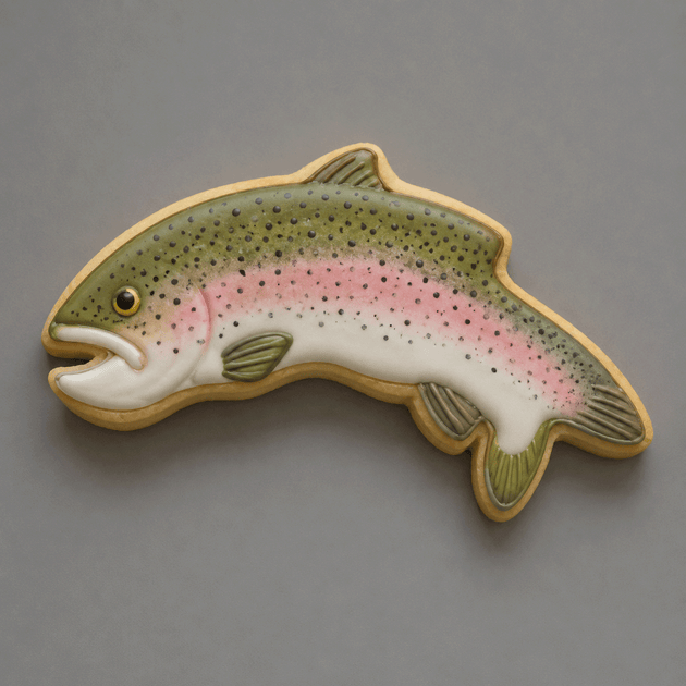 Salmon decorated cookie from a 5 inch Salmon Fish Metal Cookie Cutter