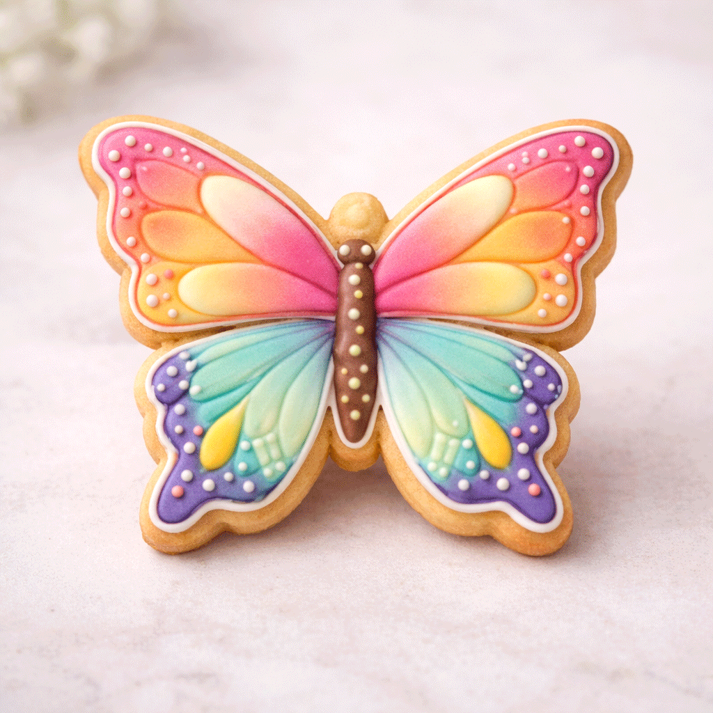 Colorful butterfly cookie from 3 inch Butterfly Metal Cookie Cutter