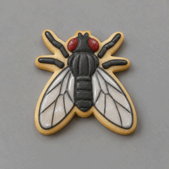 Decorated cookie from a 4 inch Moth or Fly Metal Cookie Cutter