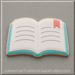 Blue and white book with marker  cookie from a 4.25 inch Open Book Metal Cookie Cutter