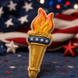 Decorated patriotic  cookie from a 5 inch Torch Metal Cookie Cutter