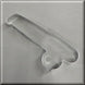 A silver metal cookie cutter shaped like a fishing rod, displayed diagonally on a textured gray background from a 6 inch Fishing Pole Metal Cookie Cutter