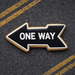 One way sign cookie on a road with double yellow lines from a 5 inch Arrow Metal Cookie Cutter