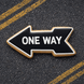 One way sign cookie on a road with double yellow lines from a 5 inch Arrow Metal Cookie Cutter