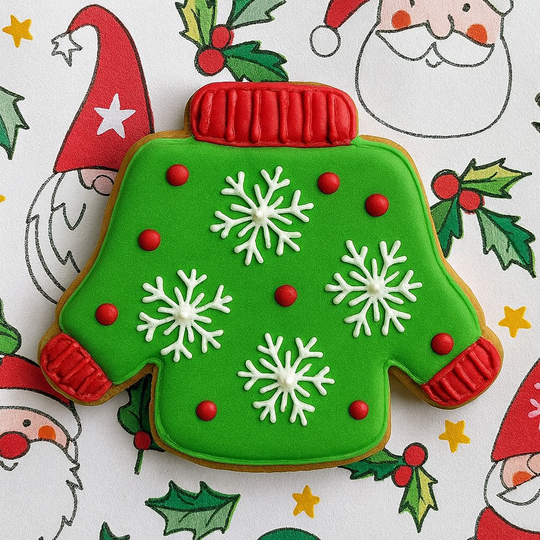 Christmas sweater made from a 4.25 inch Ugly Sweater Metal Cookie Cutter