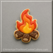 Campfire cookie cutter on a gray background with from a 3.5 inch Campfire Metal Cookie Cutter