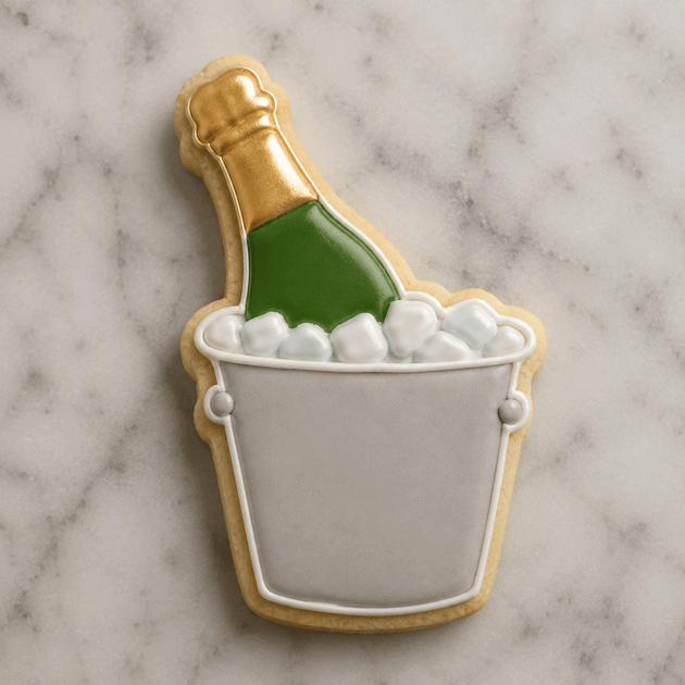 Champagne in a ice bucket cookie from a 4 inch Champagne in Ice Bucket Metal Cookie Cutter